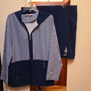 Striped Navy and White Hooded Jacket
